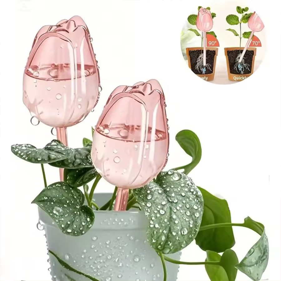 Self Watering Planter - อุปกรณ์รดน้ำอัตโนมัติแบบปล่อยน้ำช้า รูปทรงดอกทิวลิป ทำจากพลาสติก PET ใส หนา
