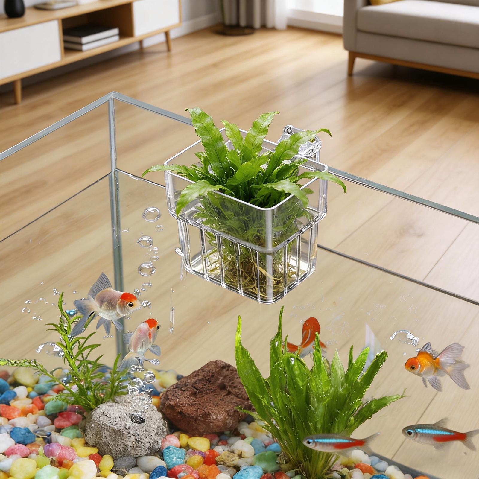 Hydroponic Grow Pod - กระถางใสสำหรับแขวนปลูกพืชน้ำในตู้ปลา ระบบไฮโดรโปนิกส์ ตกแต่งสถานที่ทำงานในร่ม ตกแต่งสำหรับการปลูก