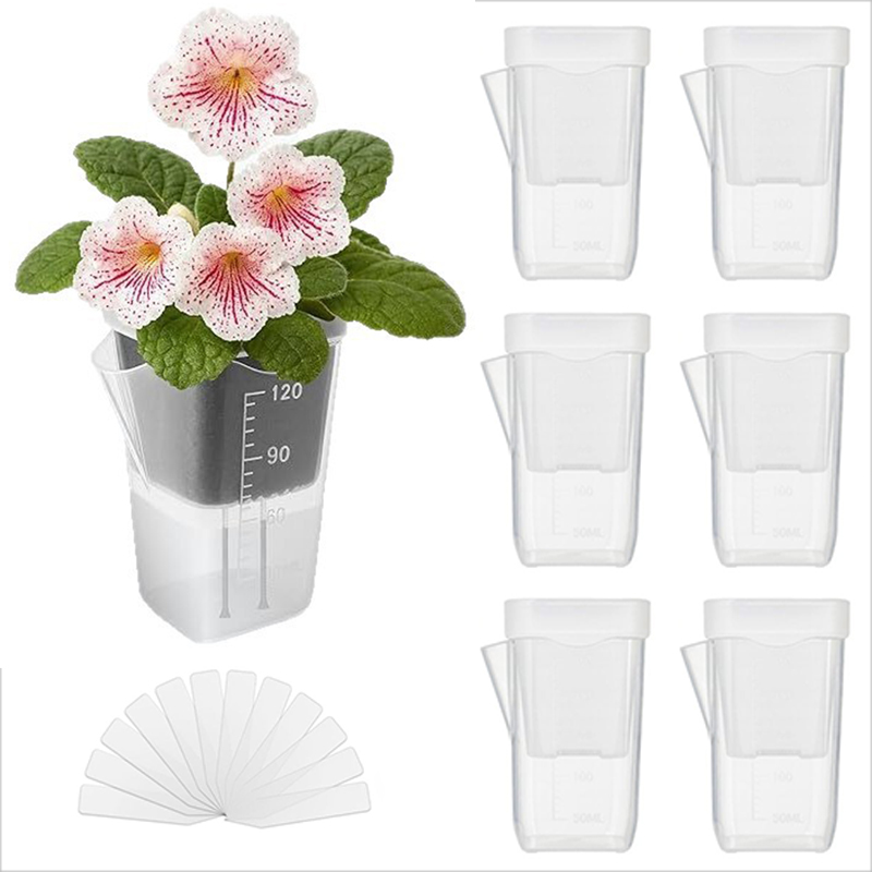 Plant Monitor - กระถางปลูกต้นไม้แบบรดน้ำเอง 16/32 ชิ้น – กระถางไฮโดรโพนิกใสพร้อมตัวบ่งชี้ระดับน้ำ, ตะกร้าตาข่ายด้านใน,