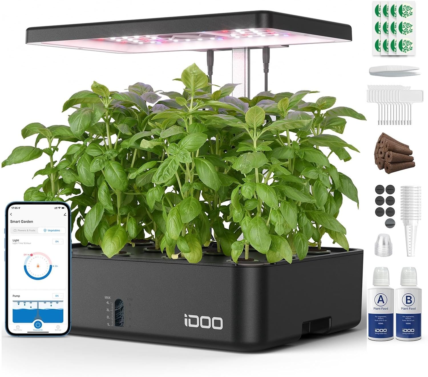 Hydroponic Grow Pod - ระบบปลูกพืชไฮโดรโพนิกส์แบบ WiFi 12 ช่อง พร้อมชุดปลูกสมุนไพรในร่ม ไฟ