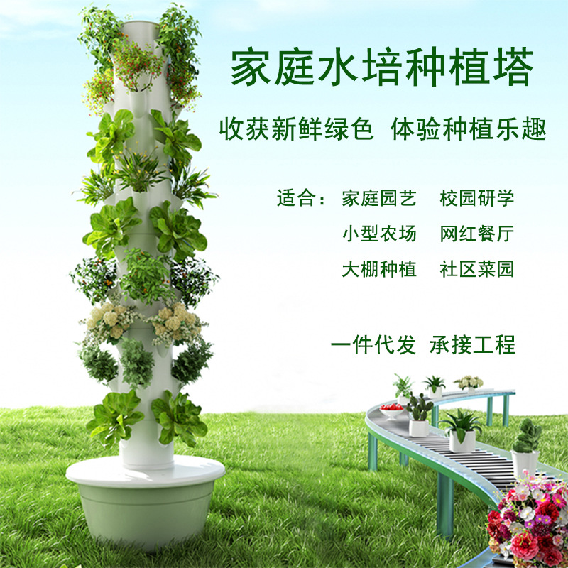 Hydroponic Tower - หอปลูกผักแนวตั้งแบบไฮโดรโปนิกส์กลางแจ้ง อุปกรณ์ปลูกพืชแบบไร้ดินสำหรับสวนในบ้านและลานบ้าน